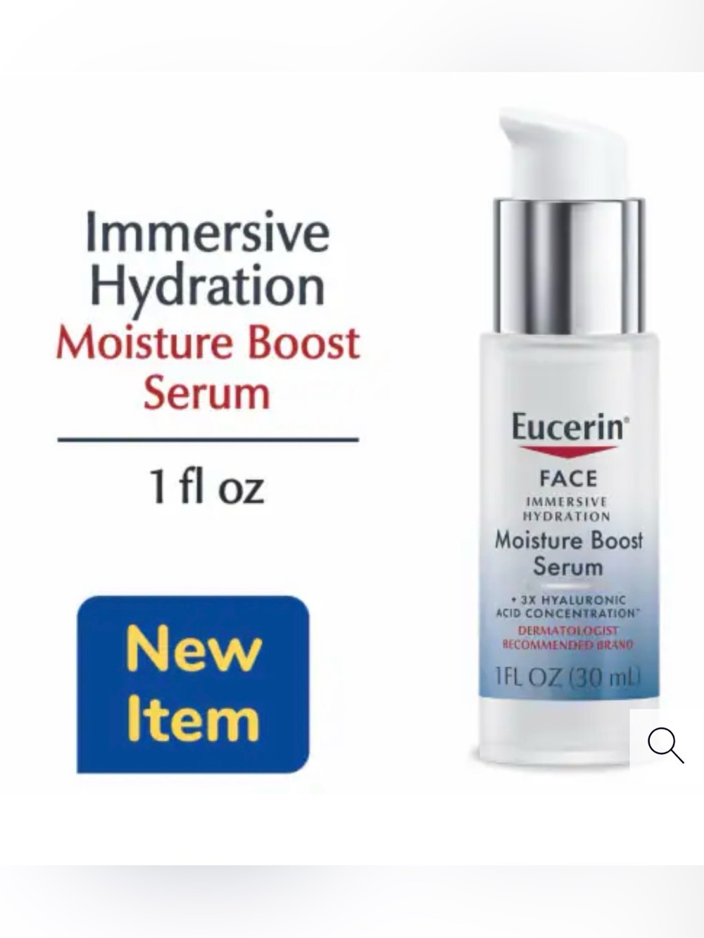 Eucerin FACE | NEW Product Immersive Hydration Moisture Boost Serum 24H NWT